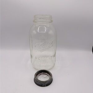Vintage 1920's Ball Clear Glass Mason Jar ball glass/ zinc lid side measurement.